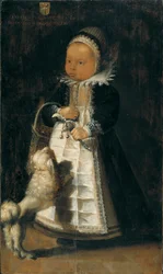 Porträt eines Mädchens mit einem Hund, ca. 1610